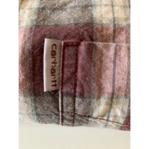 Carhartt plaid button up men's medium red and gray sz med - Picture 9 of 10